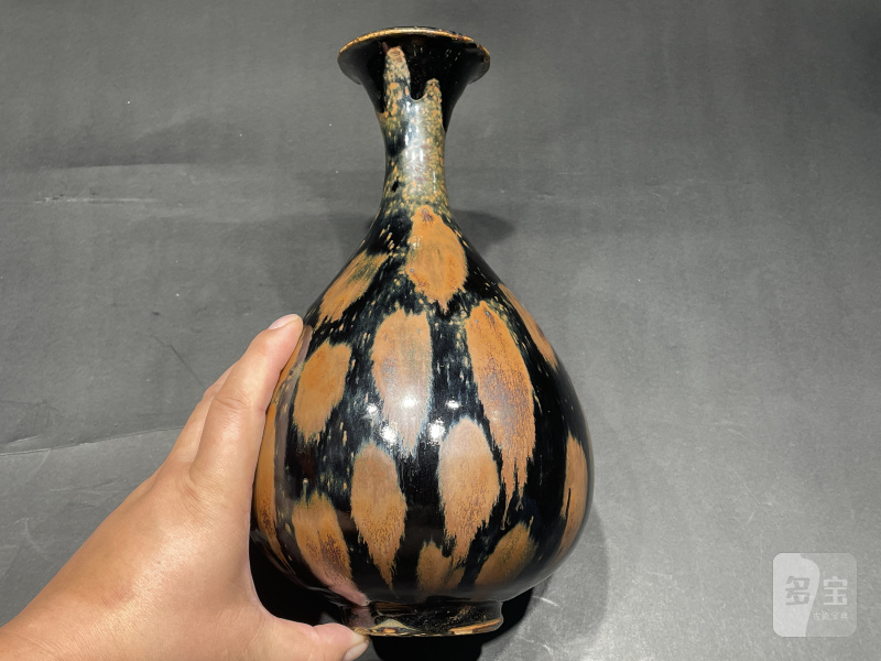 明 磁州窑鹧鸪斑黑釉玉壶春瓶 - 图3